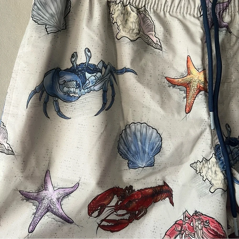 Psycho Tuna Cloud Cream Bottom Feeders Swim Shorts Size Medium NWT